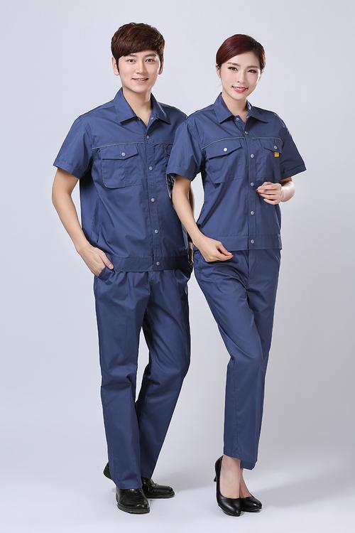 夏季薄短袖工作服套装男女物业保洁员电子工厂车间工衣机械厂维修 天